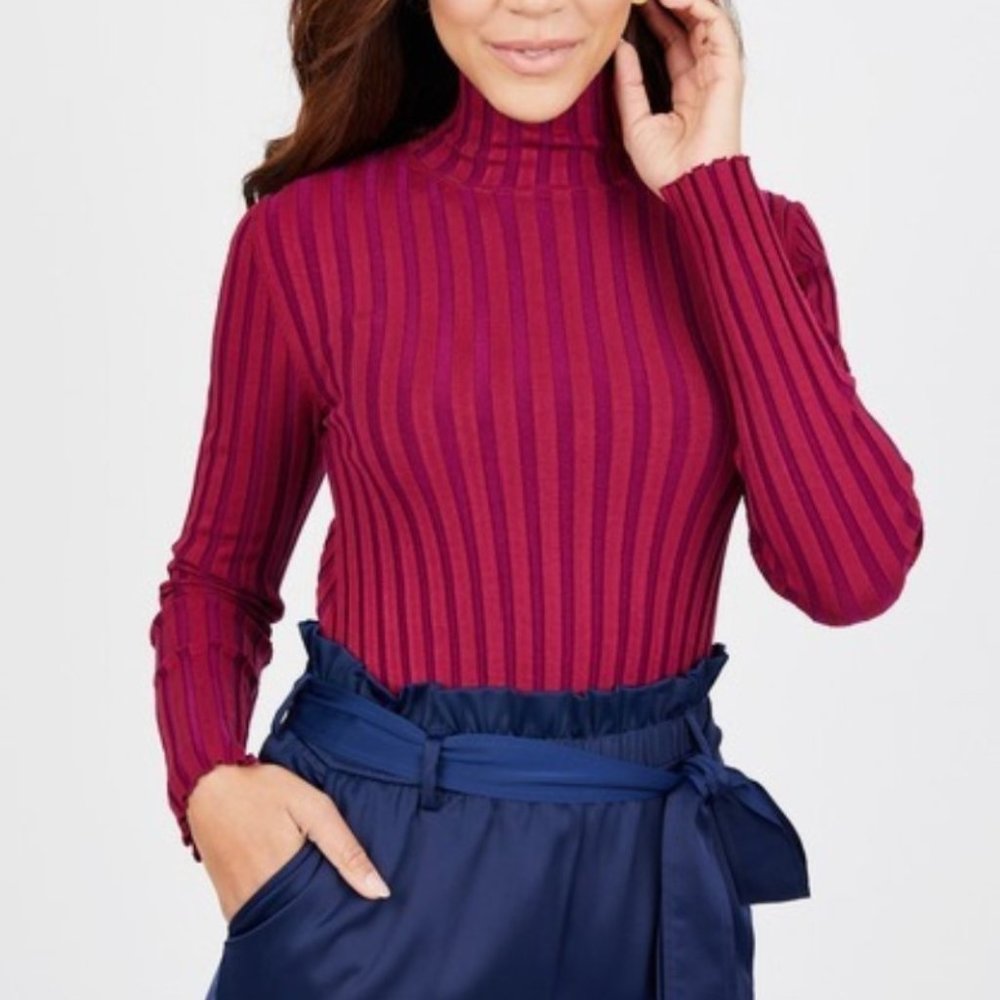 French Connection Women's Two Tone Ribbed Sweater